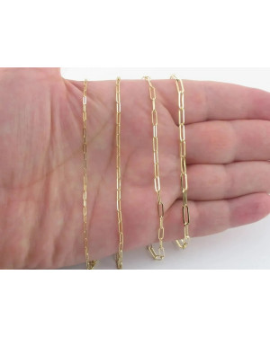 14k Yellow Gold Paperclip Chain Necklace 16" 18" 20" 24" - 1.5 mm - 6.1 mm